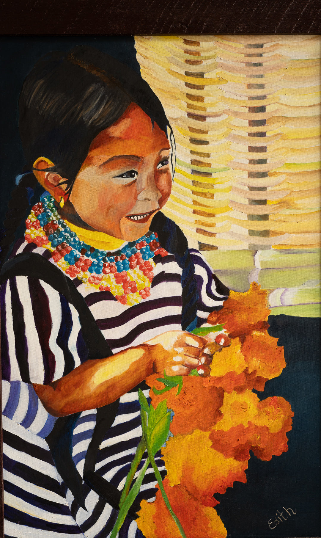 Niña con Cempasúchil Canvas Print